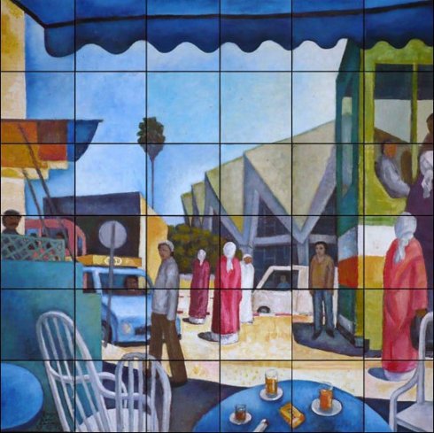 Roger Davis - The Coach Station, Kamara, Rabat, Morocco - 1997 - Painting - Modern Moroccan Resident Artist
